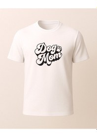 Resim Dog Mom Baskılı T-shirt Beyaz 