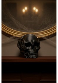 Resim Alevli Kafatası Heykel - Karanlık Ve Sanatsal Dekorasyon 