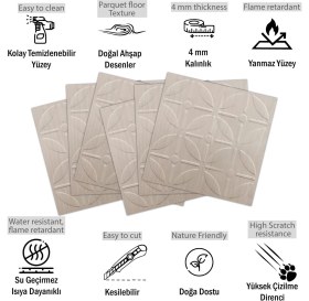 Resim 3 Boyutlu Duvar Paneli Kabartmalı Geometrik Yuvarlak Desen Pvc 41X41 Cm/ 6 Adet /1 M² Beyaz Huş 