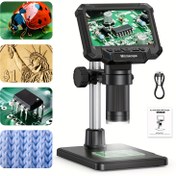 Resim 10.92cm IPS Ekranlı 1600X Dijital Mikroskop, Işıklı 1920P HD Video Mikroskobu - PCB, Madeni Paralar ve Bitkiler için 
