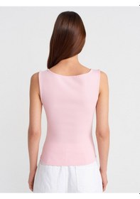 Resim Dilvin 31589 Büzgülü Kayık Yaka Top-toz Pembe Toz Pembe 