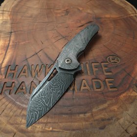 Resim HAWK-9 PLUS(+) FULL CARBON DAMASCUS LİNERLOCK ÇAKI 