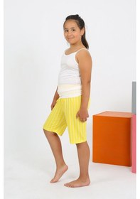 Resim Akbeniz Kız Çocuk İp Askılı Şortlu Penye Beyaz Pijama Takım 20430 