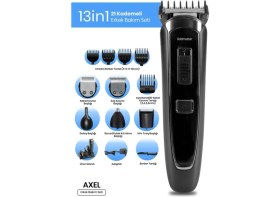 Resim Goldmaster Axel 13IN1 Hızlı Şarj Özellikli Kablolu Kablosuz Paslanmaz Çelik 21 Kademeli Erkek Bakım Seti 