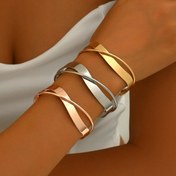 Resim 1 adet Kadın Minimalist Metal Geometrik Açık Bileklik - Vintage Esinlenmiş, - Kaplama Demir, Düzensiz Şekil, Günlük Giyim ve Partiler için İdeal, Parti Aksesuarı | Vintage Esinlenmiş Bileklik | Dayanıklı Bileklik 