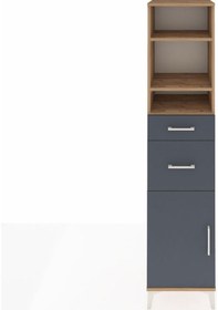 Resim Hyperion Dolap 4 Raflı 2 Çekmeceli Tek Kapaklı 44x44x195 Çam-antrasit Atlas Çam 