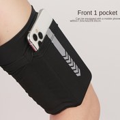 Resim 1 adet Siyah Polyester Koşu Kolu Bandı Ön Cepli, 19,05 cm, Su Geçirmez, Açık Hava Dağcılığı ve Kampçılık, Spor Fitness Ekipmanları 