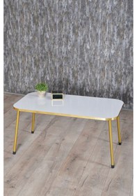 Resim Zigon Sehpa Ve Orta Sehpa Kr Gold Metal Ayak Gold Beyaz Set Diğer 