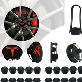 Resim Xiyu Shop Gri Parlak Stil Tesla Modeli 3 S x Tekerlek Merkezi Kapakları Poyra Kapakları Vidalı Kapak Takımı Dekoratif Lastikler Kapağı Modifikasyon Aksesuarları Tesla Araba Amblem Rozeti (Yurt Dışından) 