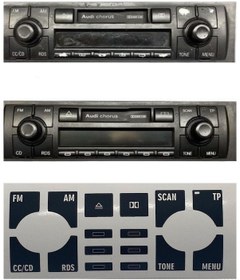 Resim A4 B6 - B7 Kasa 2001-2008 Arası Radio Teyp Ünitesi Tuş Takımı Tamir Kiti Sticker Etiketi 1 Adet 
