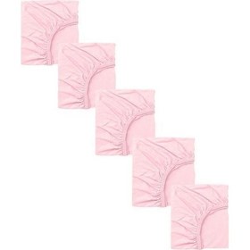 Resim 5 Adet 40 X 80 + 10 Cm Anne Yanı Lastikli Penye Kumaş Bebek Çarşafı-pembe 