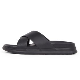 Resim Tommy Hilfiger % 100 Deri Çapraz Çift Bantlı Sandalet Erkek SANDALET FM0FM05358 BDS 