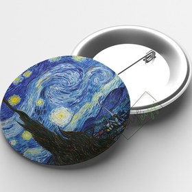 Resim Vincent Van Gogh Starry Night İğneli Buton Rozet 58mm 