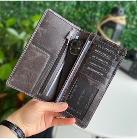 Resim Modica® Boston - Hakiki Deri Telefon Bölmeli Cüzdan 