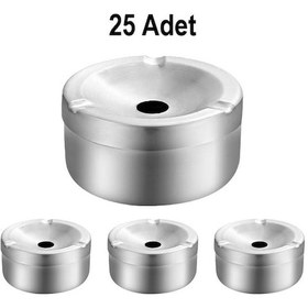 Resim 25 Adet Çelik 10 Cm Gri Yuvarlak Kül Tablası Küllük Cin898by-25 