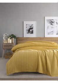 Resim Tek Kişilik Waffle Pike 160x230cm, %100 Pamuk, Petek Tasarım, Hardal Hardal Hardal 