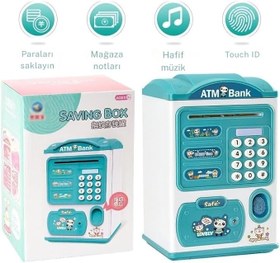 Resim TechTic Kumbara Elektronik Kasa Dijital Para Biriktirme Kasası Mini Atm Makinesi Şifreli Atm Kumbara Sticker Hediye 