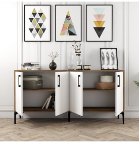 Resim Kiev 160cm Konsol - Ceviz / Beyaz 