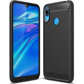 Resim Microcase Huawei Y7 2019 Brushed Carbon Fiber Silikon Kılıf 