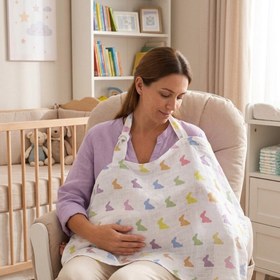 Resim Müslin Bebek Emzirme Önlüğü - Rainbow Lapin 