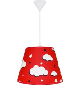 Resim Şenay Aydınlatma Çocuk Odası Konik Kumaş Sarkıt-Kırmızı Bulut 