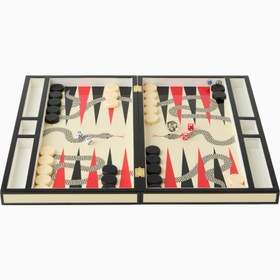 Resim Eden Lakeli Tavla Seti Dekoratif Tasarım - Çok Renkli 