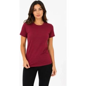 Resim Marsilyan Basic Tişört Bisiklet Yaka Kısa Kol Günlük Yazlık Slim Fit T-Shirt - Bordo 
