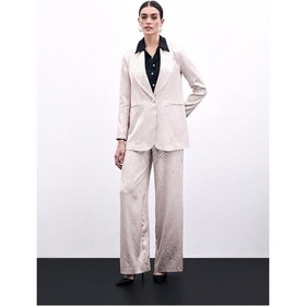 Resim Sateen Zebra Desenli Pantolon - Pudra-135977 Pudra 