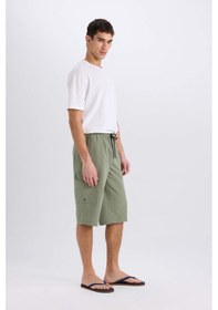 Resim Defacto Long Fit File Astarlı Uzun Boy Kargo Cep Deniz Şortu E0905ax25hskh109 Haki 