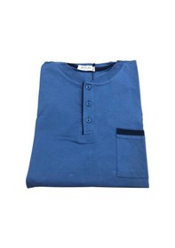 Resim Pijamoni Erkek %100 Pamuk Penye Mevsimlik Uzun Kollu Pijama Takımı 6842 Mavi 