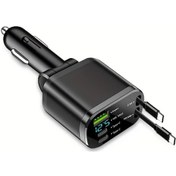 Resim Wangxi Araç Şarj Cihazı Araba Usb Hızlı Şarj Geri Çekilebilir Kablo Sigara Çakmağı Dönüştürücü Fiş 