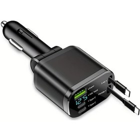 Resim Wangxi Araç Şarj Cihazı Araba Usb Hızlı Şarj Geri Çekilebilir Kablo Sigara Çakmağı Dönüştürücü Fiş 