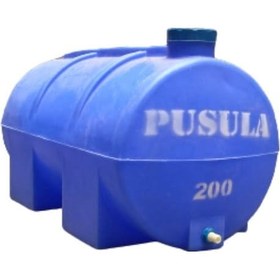 Resim Pusula Su Depoları Polietilen 200 LT Mavi Yatay Su Deposu / Vanalı 
