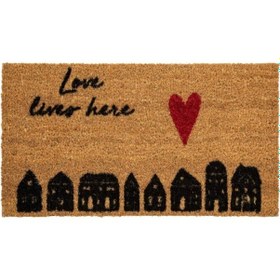 Resim Gizz Home Koko Kalpli Evler Desenli Kapı Paspası - Bej - 35x60 Cm Çok Renkli 