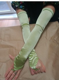 Resim Saten Likralı Dans & Opera Eldiveni - 58 Cm Çağla Yeşili Yeşil 