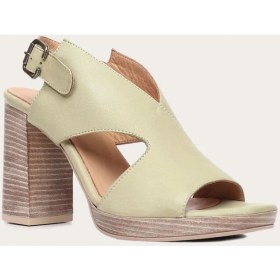 Resim Bueno Shoes Haki Deri Kadın Topuklu Sandalet 