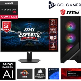 Resim Go Gamer GA1036D Amd Ryzen 7 8700F / 16GB Ddr5 5200MHZ / 1tb Nvme SSD 5000-3600MB-SN Gen4 / RX7700XT 12GB / 240MM Sıvı Soğutma / Msı 27" 180Hz. / Windows 11 Pro Masaüstü Bilgisayar 