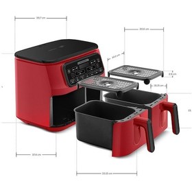 Resim Karaca Air Pro Cook Duo Superfresh Kırmızısı 4+4 L 8 Kişilik Airfryer Fritöz 