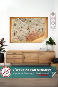 Resim Pi Papers Piri Reis Dünya Haritası - Yapışkansız Tutunan Statik Akıllı Kağıt Harita, Iz Bırakmaz,zarar Vermez 