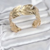 Resim BURCU MODA Gold Renk Pirinç Levha Yaprak Model Kadın Bileklik 