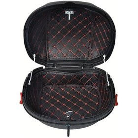 Resim Tongdashop Motorcycle Trunk Kılıfı Yumuşak Kaymaz Kırmızı Aksanlı Evrensel Sırt Çantası 