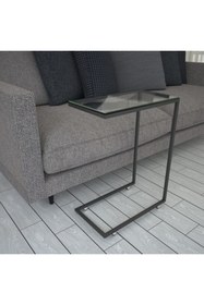 Resim PASİFİC HOME Callen Cam Yan Sehpa, Metal Tekerlekli Yan Sehpa ,cam 