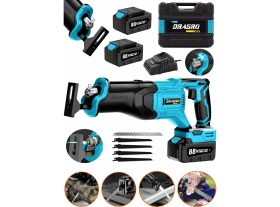 Resim Dragro 88 V 10 Ah Çift Akülü Tilki Kuyruğu Ağaç Dal Kurban Kesim Makinesi 5 Adet Bıçak Şarjlı Tilki 