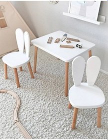 Resim Bee Smart Ms-11 Beyaz Naturel Masa Sandalye Seti 1 Masa 2 Sanda BEESMART.010 Diğer 