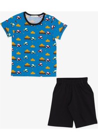 Resim Breeze Girls & Boys Erkek Çocuk Şortlu Pijama Takımı Traktör Desenli 1.5-5 Yaş, Mavi-mavi Mavi 