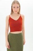Resim Cotton Mood 9116167 Triko Askılı Düz Bluz Kıremıt 