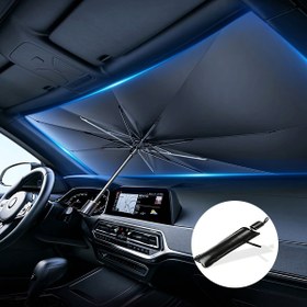 Resim SUV/Off-Road Genel İçin 140*80 cm, Taşınabilir, Katlanabilir Araba Ön Cam Güneşlik, Arabanızı Güneşten Korur, Siyah 