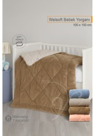 Resim Lüks Welsoft Bebek Yorganı 100x150 Cm Çift Taraflı Kullanım Kuzu Tüyü Yumuşaklığı 