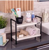 Resim Metal Masa Servis Rafı Dekoratif Mutfak Banyo Düzenleyici 