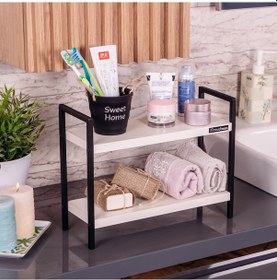 Resim Metal Masa Servis Rafı Dekoratif Mutfak Banyo Düzenleyici 